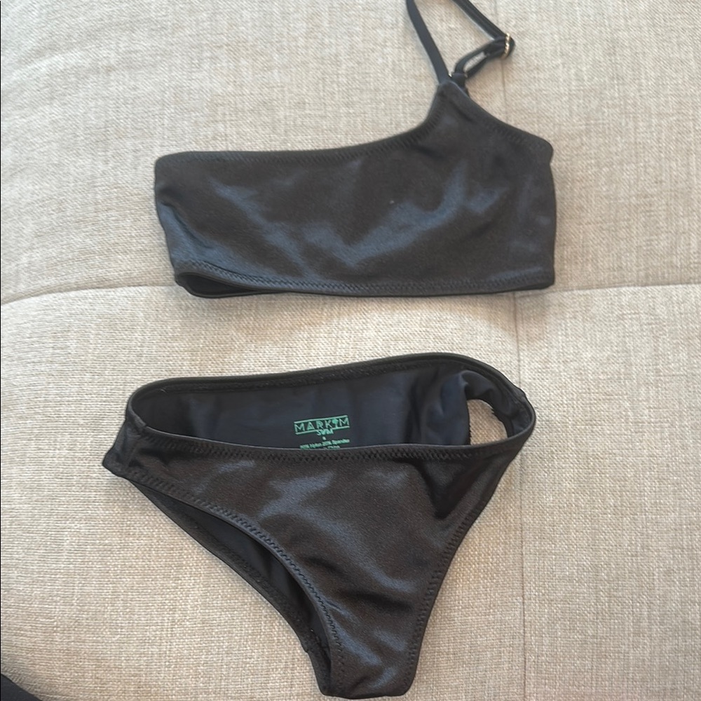 Black One-Shoulder Bikini Set for kids
